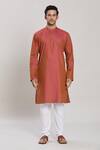 Arihant Rai Sinha_Orange Pure Cotton Solid Straight Kurta And Churidar Set_Online_at_Aza_Fashions