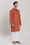 Buy_Arihant Rai Sinha_Orange Pure Cotton Solid Straight Kurta And Churidar Set_Online_at_Aza_Fashions