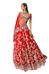 Buy_Dolly J_Red Silk Embroidered Pearl Plunge Charlotte Bridal Lehenga Set 