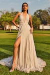 Buy_Dolly J_Ivory Chiffon Embroidered Sequin Halter Neck Ela Gown  _at_Aza_Fashions