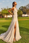 Shop_Dolly J_Ivory Chiffon Embroidered Sequin Halter Neck Ela Gown  _at_Aza_Fashions