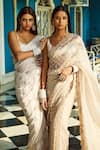 Shop_Dolly J_Off White Organza Embroidered Chikankari Plunge Grace Saree With Blouse _at_Aza_Fashions