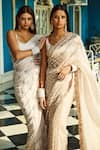 Buy_Dolly J_Ivory Chiffon Embroidered Kamdani Inessa Saree With Blouse  _at_Aza_Fashions