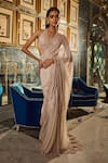 Buy_Dolly J_Ivory Chiffon Embroidered Kamdani Jaal Jahaan Saree With Blouse  _at_Aza_Fashions