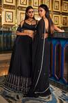 Shop_Dolly J_Black Chiffon Embellished Lace Plunge Hem Saree With Blouse  _at_Aza_Fashions