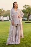 Buy_Dolly J_Ivory Pearls, Sequins, Beads Keyhole Jazz Floral Embroidered Kurta Sharara Set _at_Aza_Fashions