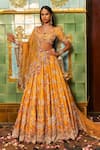 Buy_Dolly J_Yellow Silk, Organza Beads, Embroidery Elaheh Thread Work Bridal Lehenga Set _at_Aza_Fashions