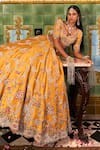 Shop_Dolly J_Yellow Silk, Organza Beads, Embroidery Elaheh Thread Work Bridal Lehenga Set _at_Aza_Fashions