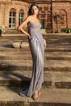 Shop_Dolly J_Grey Embroidery Sequin Sweetheart Neck Anya Draped Gown _at_Aza_Fashions