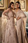 Dolly J_Ivory Chiffon Embroidery Kamdani Sweetheart Neck Anarkali With Dupatta _Online_at_Aza_Fashions