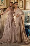 Buy_Dolly J_Ivory Chiffon Embroidery Kamdani Sweetheart Neck Anarkali With Dupatta _Online_at_Aza_Fashions
