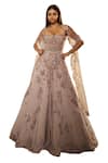 Shop_Dolly J_Ivory Chiffon Embroidery Kamdani Sweetheart Neck Anarkali With Dupatta _Online_at_Aza_Fashions