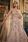 Dolly J_Ivory Chiffon Embroidery Kamdani Sweetheart Neck Anarkali With Dupatta _at_Aza_Fashions