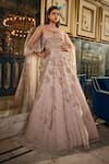 Shop_Dolly J_Ivory Chiffon Embroidery Kamdani Sweetheart Neck Anarkali With Dupatta _at_Aza_Fashions