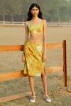 Buy_Raasa_Yellow Modal Print Bloom A-line Skirt  _at_Aza_Fashions
