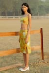 Raasa_Yellow Modal Print Bloom A-line Skirt  _at_Aza_Fashions