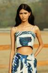 Buy_Raasa_Blue D90 Print Foliage Square Neck Crop Top  _at_Aza_Fashions
