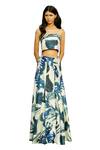 Raasa_Blue D90 Print Foliage Maxi Skirt  _Online_at_Aza_Fashions