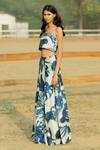 Buy_Raasa_Blue D90 Print Foliage Maxi Skirt  _Online_at_Aza_Fashions
