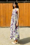 Shop_Raasa_Purple Modal Print Gardenia Halter Neck Dress  _Online_at_Aza_Fashions