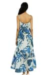 Shop_Raasa_Blue Cotton Muslin Print Tropical Round Neck Tiered Midi Dress  _Online_at_Aza_Fashions