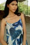 Raasa_Blue Cotton Muslin Print Tropical Round Neck Tiered Midi Dress  _at_Aza_Fashions