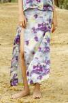 Raasa_Purple Modal Satin Print Dawn Bloom Skirt  _Online_at_Aza_Fashions