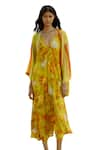 Buy_Raasa_Yellow Modal Print Floral Halter Neck Midi Dress  _Online_at_Aza_Fashions