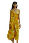 Raasa_Yellow Modal Print Floral Halter Neck Midi Dress  _Online