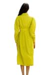 Raasa_Green Cotton Muslin Solid Collar Neck Lace Tie Up Midi Dress  _at_Aza_Fashions