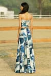 Shop_Raasa_Blue D90 Print Foliage Square Neck Crop Top With Skirt  _at_Aza_Fashions