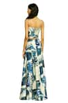 Raasa_Blue D90 Print Foliage Square Neck Crop Top With Skirt  _at_Aza_Fashions