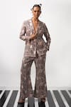 Nautanky_Grey Natural Crepe Paradise Notched Lapel Blazer And Pant Co-ord Set  _Online_at_Aza_Fashions