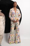 Buy_Nautanky_Ivory Natural Crepe Bird Notched Lapel Bold N Salty Blazer And Pant Co-ord Set _at_Aza_Fashions