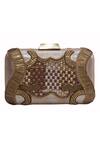 Shop_JASBIR GILL_Gold Bead Basket Woven Clutch _at_Aza_Fashions