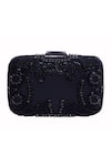 Shop_JASBIR GILL_Black Bead Paisley Embroidered Box Clutch _at_Aza_Fashions