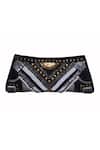 JASBIR GILL_Black Sequin Metallic Stud Embellished Box Clutch_Online_at_Aza_Fashions