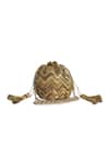 Buy_JASBIR GILL_Gold Hand Embroidery Chevron Potli Bag _at_Aza_Fashions