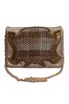 Buy_JASBIR GILL_Gold Embroidery Metal Over Clutch _at_Aza_Fashions