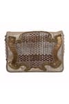 JASBIR GILL_Gold Embroidery Metal Over Clutch _Online_at_Aza_Fashions