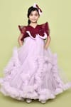 Banana Bee_Purple Net Lining Cotton Embellished Ruffled Gown With Hair Pin_Online_at_Aza_Fashions