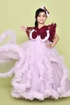 Buy_Banana Bee_Purple Net Lining Cotton Embellished Ruffled Gown With Hair Pin_Online_at_Aza_Fashions