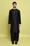 Shop_Arihant Rai Sinha_Black Silk Sequins, Embroidery Collar Kurta With Pant _Online_at_Aza_Fashions