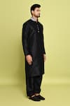 Arihant Rai Sinha_Black Silk Sequins, Embroidery Collar Kurta With Pant _at_Aza_Fashions
