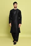 Buy_Arihant Rai Sinha_Black Silk Sequins, Embroidery Collar Kurta With Pant 