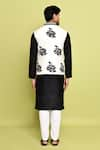 Shop_Arihant Rai Sinha_Black Raw Silk Embroidered Thread Nehru Jacket With Kurta Set _at_Aza_Fashions