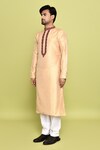 Arihant Rai Sinha_Gold Raw Silk Embroidered Contrast Straight Kurta With Pant _at_Aza_Fashions