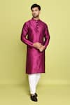 Buy_Arihant Rai Sinha_Purple Raw Silk Solid Front Placket Kurta With Pant 