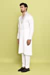 Arihant Rai Sinha_Off White Cotton Hand Embroidered Neck Kurta With Pant _at_Aza_Fashions