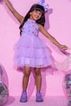 Buy_LIL DRAMA_Purple Printed Velvet Barbie Star Ruffle Tiered Dress _at_Aza_Fashions